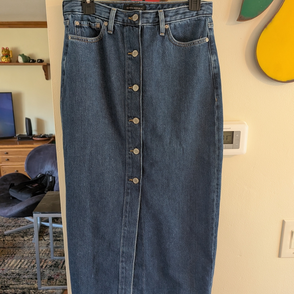 Women's Tall Long Denim Banana Republic Jean Skirt
